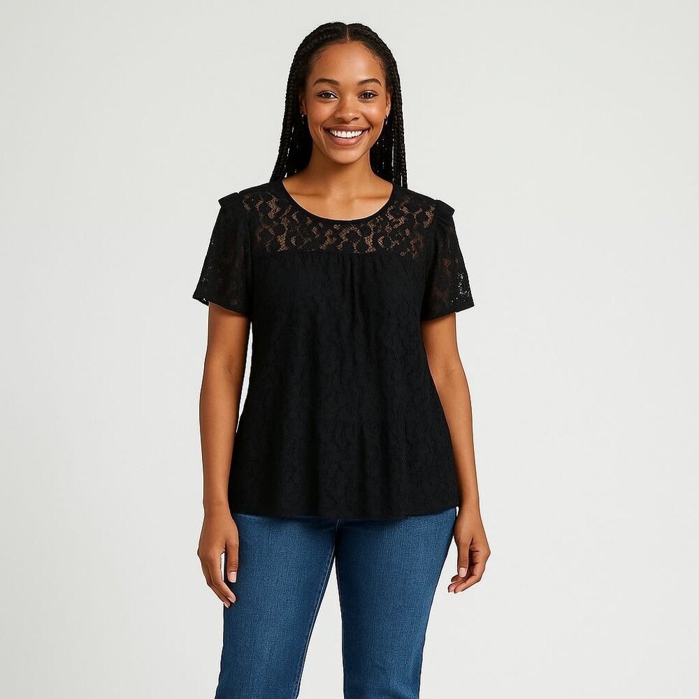 Torrid Black Lace Babydoll Top Romantic Coquette Fairy‎ Gothic Soft Girl Blouse - Picture 4 of 9